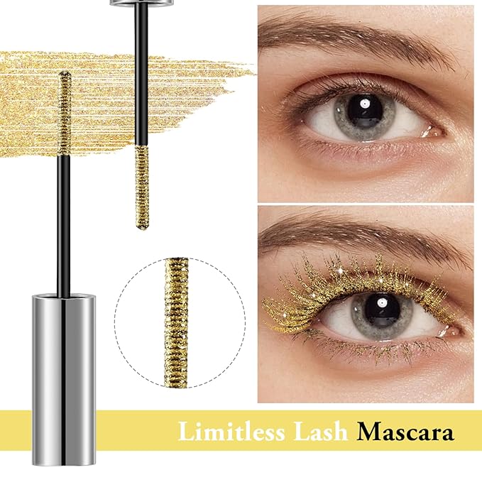 Colored Fiber Mascara, Waterproof Long Lasting Eyelash Mascara, Glitter Eyeshadow And Brow, Volume And Length, Sparkle Eye Makeup