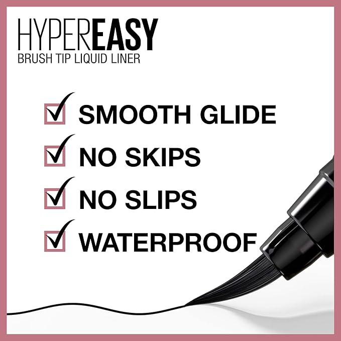 MAYBELLINE New York Hyper Easy Liquid Pen No-Skip Waterproof Eyeliner, Satin Finish, Pitch Brown