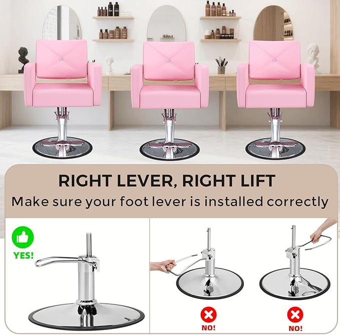 Salon Chair for Hair Stylist with 350Lbs Heavy-Duty Hydraulic Pump, 360° Swivel Barber Chair, Adjustable Height Styling Chair for Beauty Salon, Tattoo, Spa, Elegant Pink