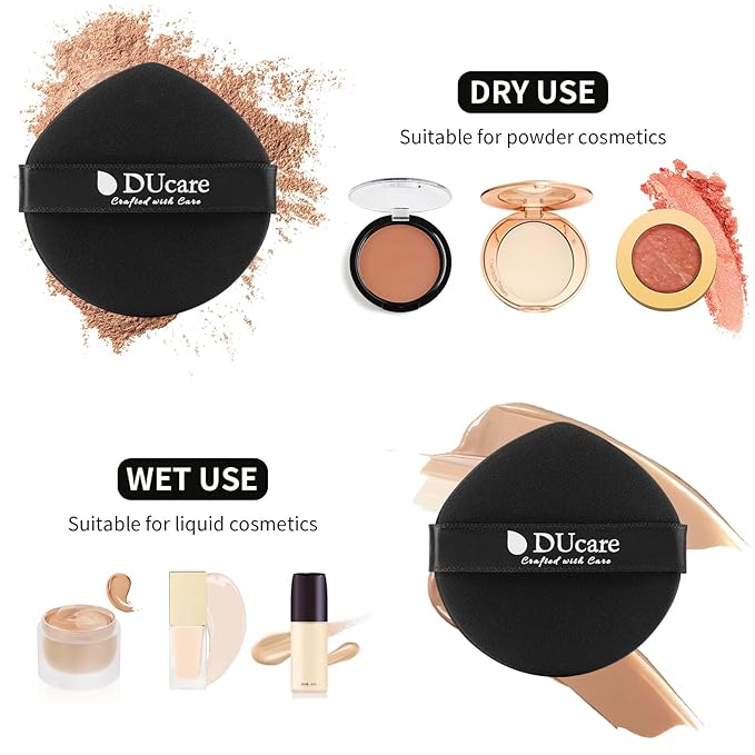 DUcare Christmas Sponges with Foundation Brush Makeup Puff Blending Foundation Sponge for Liquid BB Cream Mineral Powder Buffing Stippling
