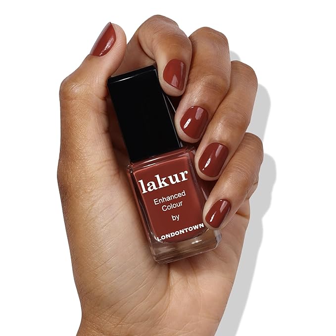 LONDONTOWN lakur Nail Polish - Chip-Resistant, Non-Toxic, Conditions & Hydrates Nails | Glossy Hot Chocolate Brown, Oud Mood, .40 fl oz