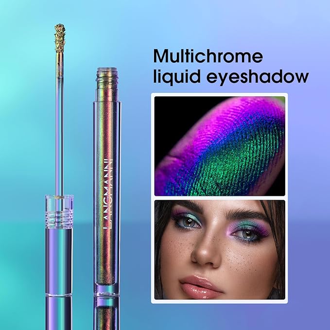 Jolilab Metallic Liquid Chameleon Eyeshadow, Multi-Dimensional Eye Looks, Long-lasting Holographic Glitter Multichrome Eyeshadows Makeup (#Wonder+#GX006)
