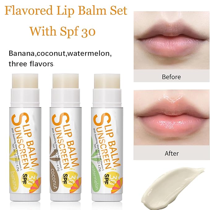 Spf 30 Lip Balm, 3Pcs Sunscreen Gilrs