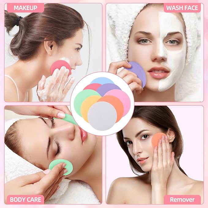 1080 Pcs Compressed Facial Sponges for Makeup Removal & Exfoliating | Premium Face Cleansing Sponge Pads for Women & Girls Soft Wash Round Sponge Spa & Daily Use，8 Colors