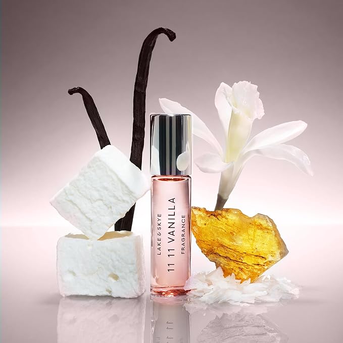 Lake & Skye 11 11 Vanilla Fragrance Oil Rollerball 0.33 fl oz (10ml), Unisex Perfume, Vanilla, Sheer Amber and Apple Notes, Soft and Warm Scent, Oil-Based Formula, Long Lasting Fragrance