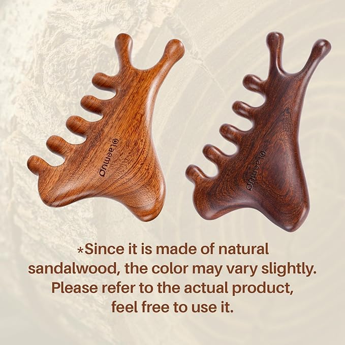 4 in 1 Gua Sha Tool for Face,Scalp Massager with Gift Box,Massage Comb for Head,Face,Eye,Neck & Body Meridian Therapy Tool for Relaxation,Natural Sandalwood