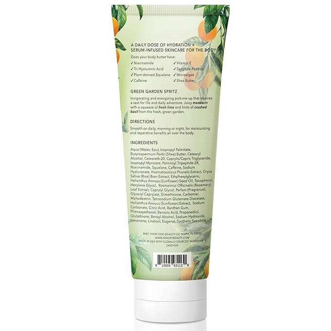 Nakery Body Butter Anti Aging Moisturizer - Body Cream Skin Tightening Cream & Neck Firming Cream, Moisturizing Cream & Neck Tightening Cream for Body & Face Cream for Dry Skin 300ml (Green Garden)