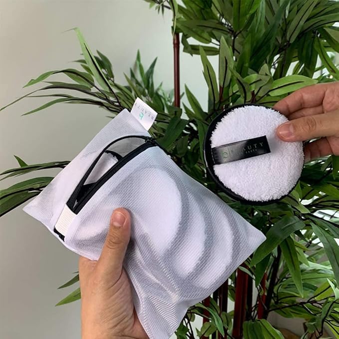 Reusable Makeup Remover Pads - 5 Large Premium Quality Microfiber Cloths for Makeup Removal, Ultra Soft & Durable, Gentle Cleansing Rounds for Face for All Skin Types, Includes Washable Bag