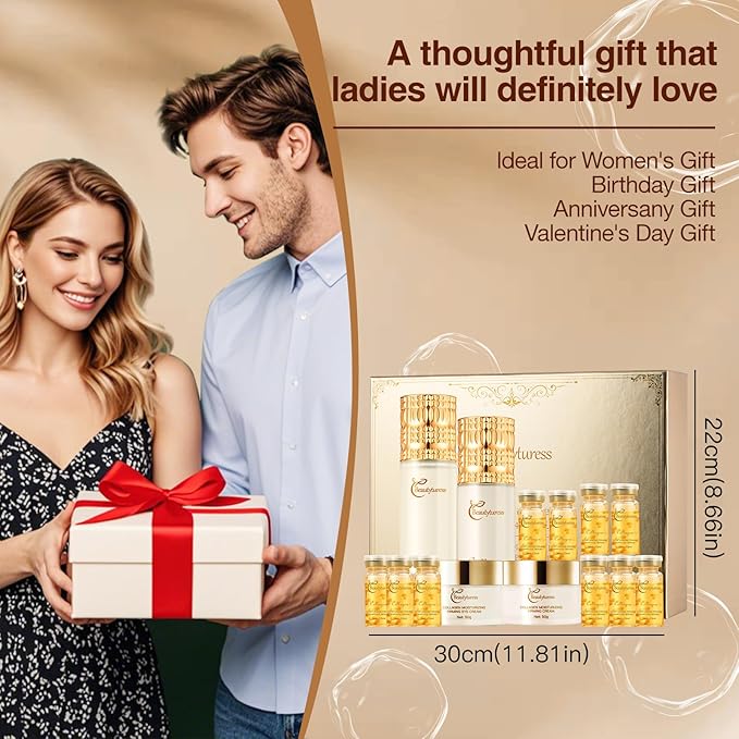 Anti Aging Skin Care Set - Snail Mucin & Collagen Infused - Skincare Gift Sets for Women - Deep Moisturizing & Firming Facial Kits - Suitable for All Skin Types