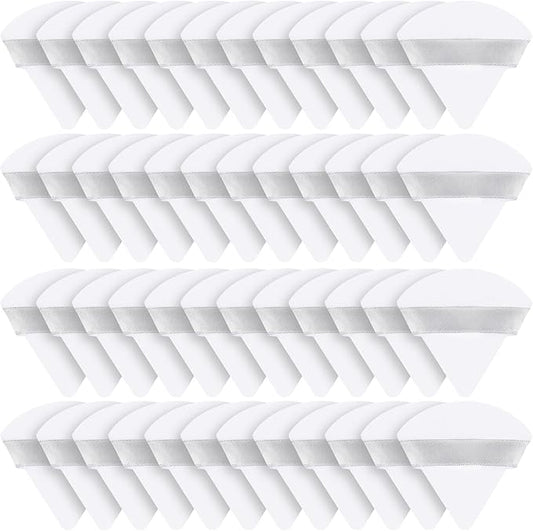 Suclain 48 Pcs Velour Triangle Powder Puff Soft Velour Makeup Puff for Face Powder Makeup Triangle Sponges for Wet and Dry Cosmetic Foundation Loose Mineral Body Tool(White)