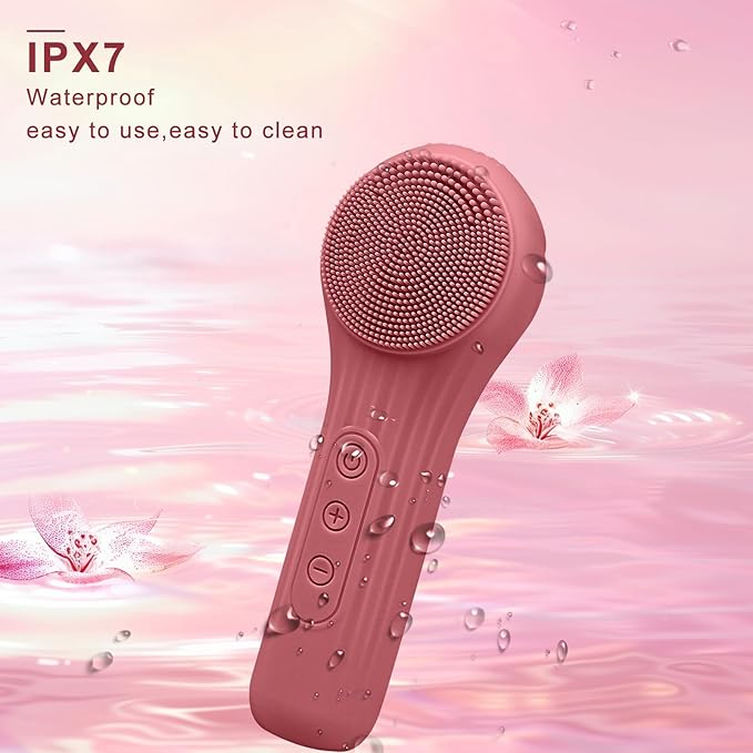 Silicone Face Scrubber Exfoliator, Silicone Face Wash Brush for Men & Women, Ipx7 Waterproof Rechargeable Facial Cleaner for Deep Cleansing, Exfoliating, Massage Face Scrubber