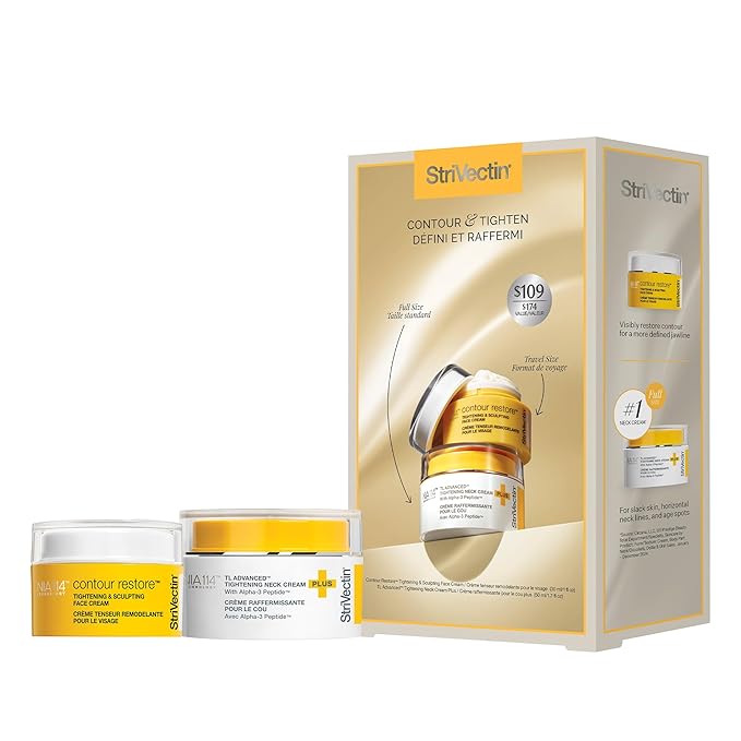 StriVectin Contour & Tighten Lifting Duo: TL Advanced Neck Cream PLUS & Face Sculpting Cream | Visibly Lift, Firm, and Restore Fullness to Face, Neck, & Décolleté (2x 1.7 oz)