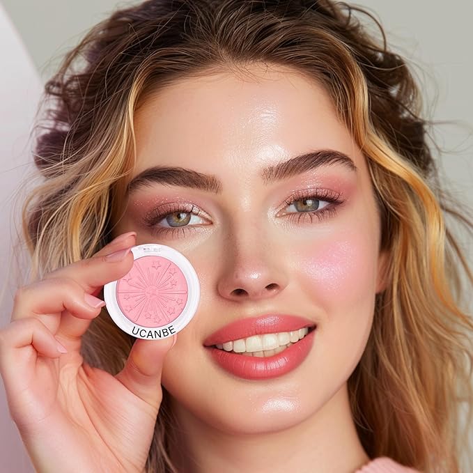 UCANBE Baked Blush for Cheek, Glow Blushing Palette - Seamless Silky Blendable Powder Blush Makeup Palette, Delivering Long Last Natural Ruddy Complexion, 01 First Sight
