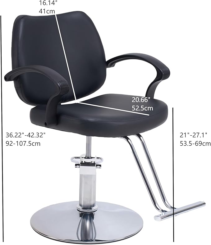Barber Salon Chair, 360° Rotation Height Adjustable Barber Stylist Hair Chair with Hydraulic Pump, Hairdressing Chair for Barbershop & Beauty Spa(Black)