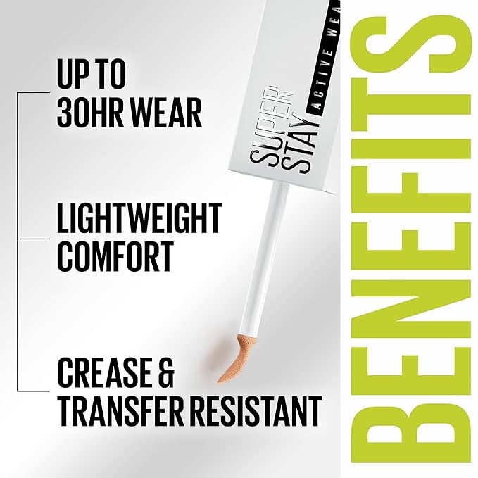 Maybelline Super Stay Liquid Concealer Makeup, Full Coverage Concealer, Up to 30 Hour Wear, Transfer Resistant, Natural Matte Finish, Oil-free, Available in 16 Shades, 01, 1 Count