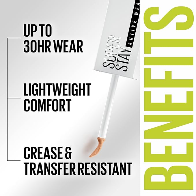 Maybelline Super Stay Liquid Concealer Makeup, Full Coverage Concealer, Up to 30 Hour Wear, Transfer Resistant, Natural Matte Finish, Oil-free, Available in 16 Shades, 70, 1 Count