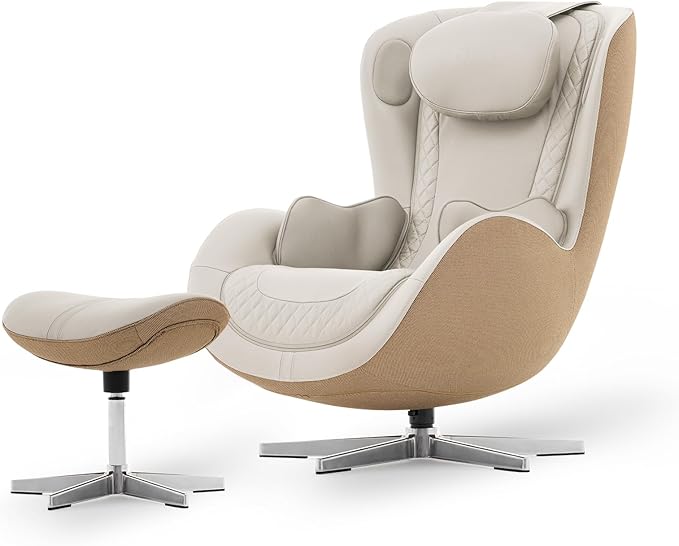 Nouhaus NOU Campo Heated Massage Chair,Full Body Massaging Zero-Gravity Leisure Recliner with Low-Noise 3D Massage and Dual Sound Systems Modern Massage Chairs (Elder White)