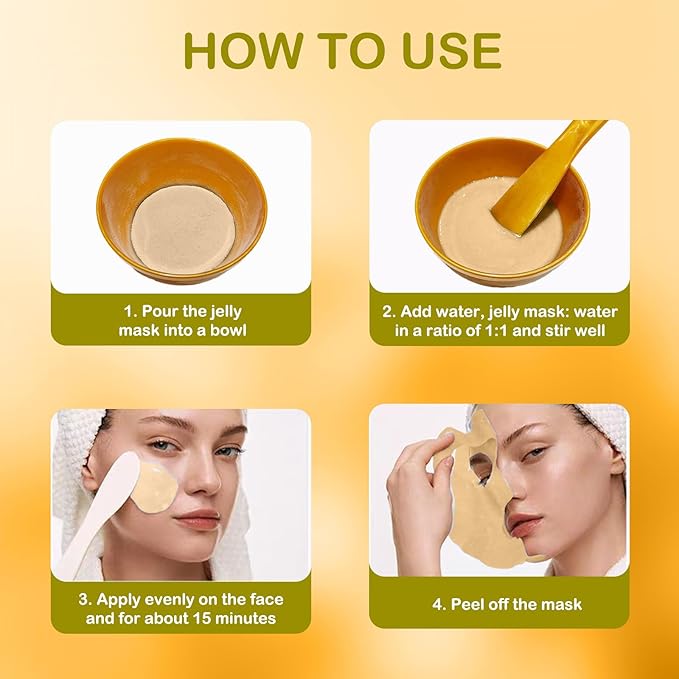 Jelly Mask for Facials Professional Natural Gel Face Masks, Hyaluronic acid Hydrating Rubber Mask Jar Face Mask SkinCare 23 Fl Oz (24K Gold)