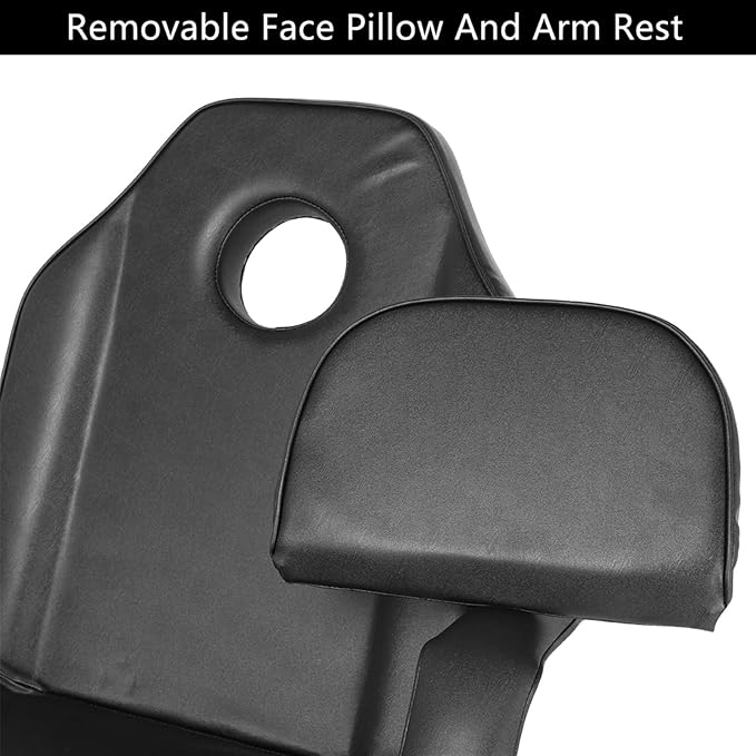 Multipurpose 3-Section Spa Massage Table with Hydraulic Stool, 73-inch Adjustable Tattoo Chair Esthetician Lash Bed with Removable Headrest, Salon Chair Facial Bed for Beauty Barber Massage Equipment