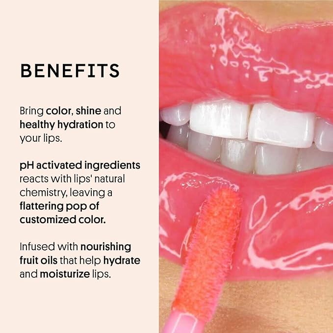 Winky Lux Grapefruit Fruity Gloss pH Lip Stain, Non Sticky Lip Gloss, Tinted Lip Oil, Lip Lacquer, Yummy Fruit Lip Gloss, Jojoba Oil for Hydration & Shine, Soft Grapefruit Scent