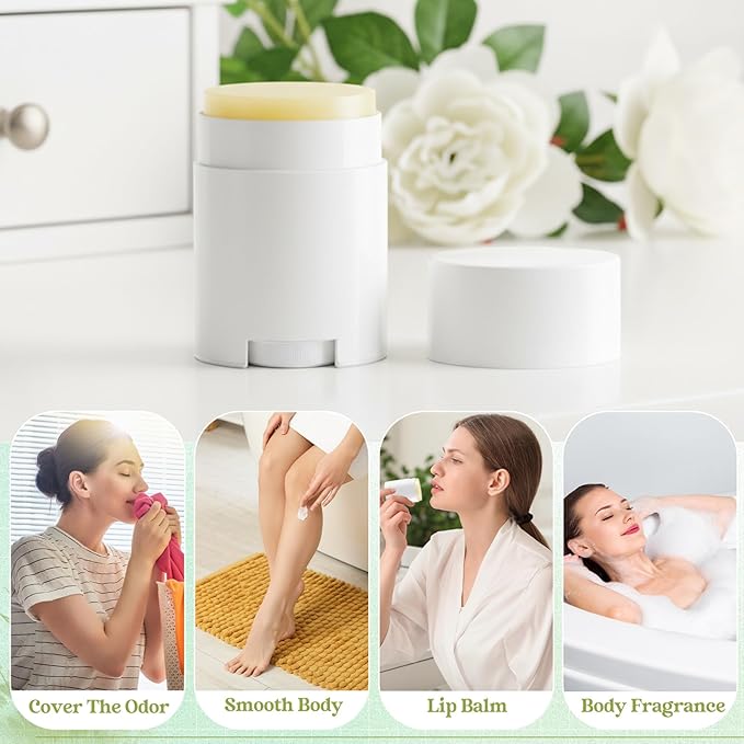 30 Pack 30ml/1oz Empty Deodorant Containers, Bottom Filling, White Plastic Oval Refillable Deodorant Containers Twist up Oval Lip Balm Tube for DIY Deodorants Lipstick Crayon Lotion