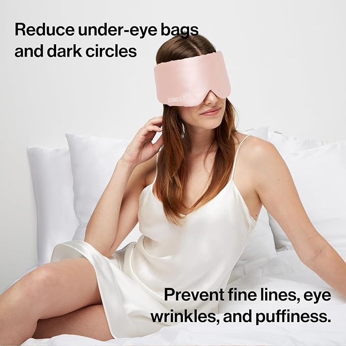 Dore & Rose Deep Sleep Mask Light Blocking, 23 Momme Mulberry Silk Eye Mask, Ultra Soft, Adjustable - Travel Sleeping Mask for Men & Women - Pink