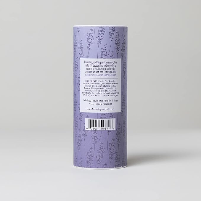 Ora's Amazing Herbal Natural Body Powder, 2.5 ounces Pack of 3, Dusting Powder No Talc, Corn, Grain or Gluten Blissful Earth Scent (Essential Oil Only No Synthetic Fragrance) non GMO Made In The USA