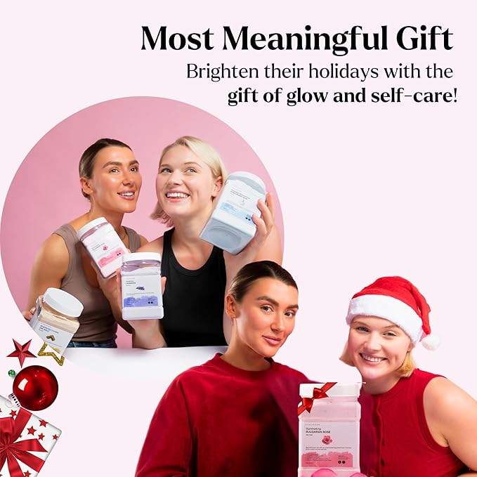 Premium Jelly Face Mask for Facials - Bulgarian Rose, 24K Gold, Lavender & Hyaluronic Acid (Pack of 4) - Hydrating, Brightening & Nourishing Jelly Mask | Christmas Gifts for Women, Gifts for Women