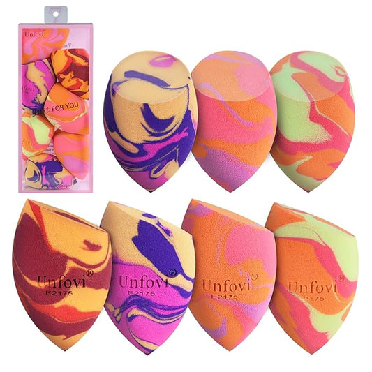 7Pcs Tri Color Makeup Sponge, Low Absorption Latex Free Soft Makeup Sponges For Foundation,Beauty Sponge Blender for Power&Cream,Liquid (Multicolor)