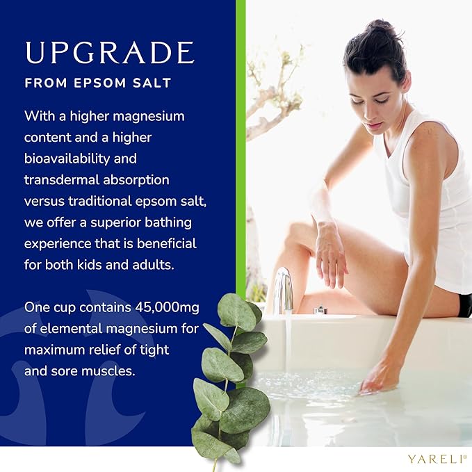 Magnesium Flakes, 5lb Eucalyptus, Dead Sea Bath and Foot Soak, Alternative to Epsom Salt with Over 250,000mg of Magnesium Chloride Per Bag