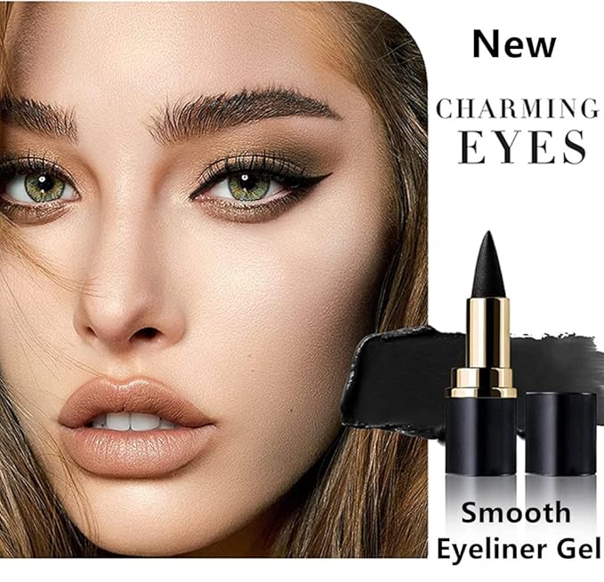 Go Ho 2 PCS Gel Eyeliner Stick, Natural Black Cream, Cat Eye Eyeshadow Crayon, Smooth Liner Pen, Face Paint Stick for Halloween Goth Makeup Set