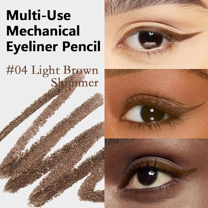 Kaely Light Brown Shimmer Gel Eyeliner Pencil, Smooth Eye Liner Waterproof Smudge Proof, Built in Sharpener, Long Lasting Eye Makeup, Vegan & Cruelty-Free, 04