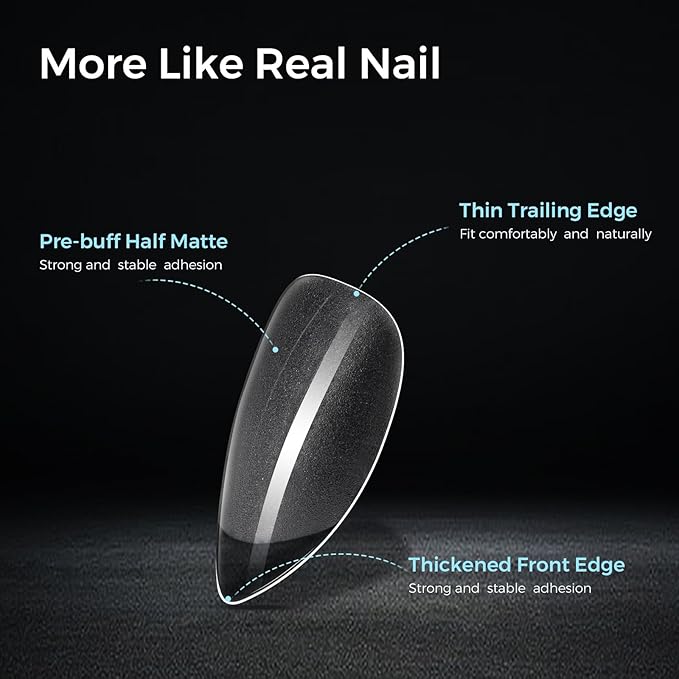 TOMICCA Short Almond Nail Tips, 15 Sizes 240Pcs Acrylic Nail Kit with Almond Nail Tips - Clear Press-On Nails for Extension, DIY Manicure Set, Gel & Acrylic Nail Tips Natural Fake Nails