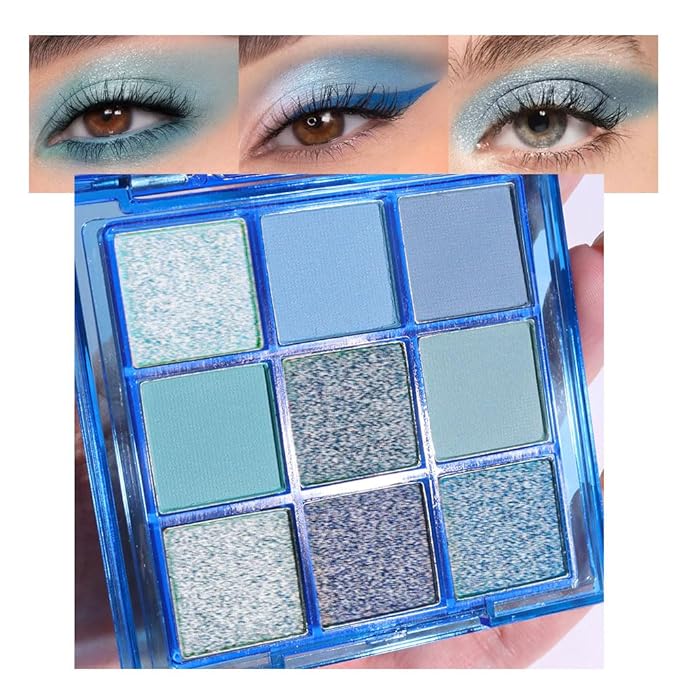 Sapphire Blue Smoky Eye Shadow Palette,Navy Royal Blue Green Goth High Pigment Natural Eyeshadow Palette,Waterproof,Blendable Long Lasting Naturing-Looking,Vegan & Cruelty-Free