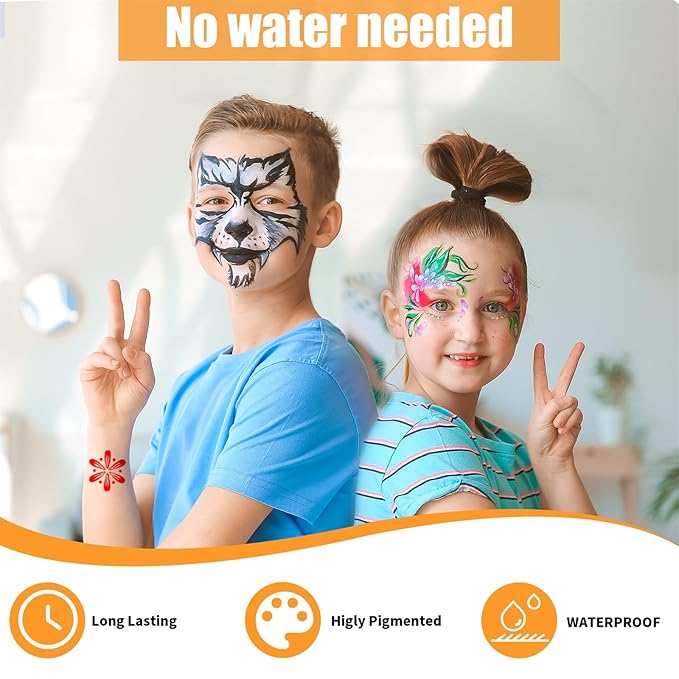 Jim&Gloria Water Resistant Face Paint Tattoo Pen, Temporary Tattoo Markers for Skin, Body Painting Kit, Teen Girl Gifts Trendy Stuff, Halloween Makeup, Toys Crafts Gifts for Kids Teenage Adults
