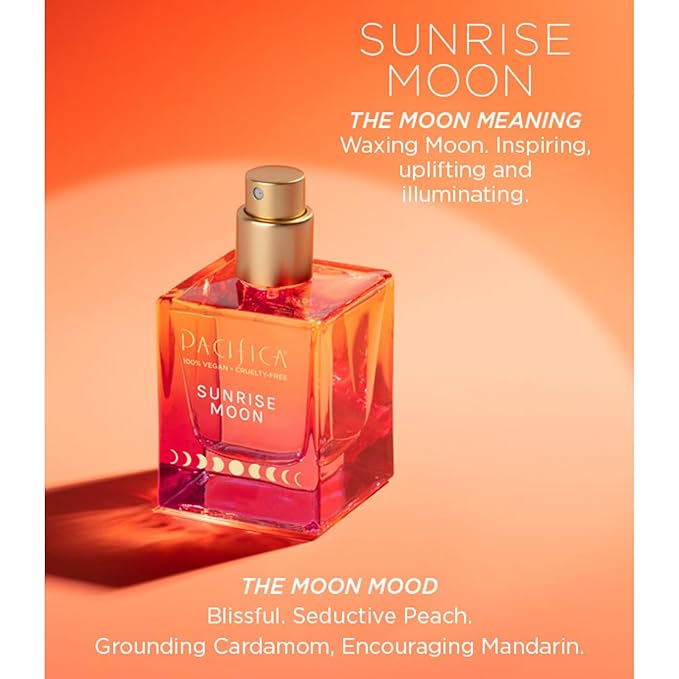 Pacifica Beauty | Sunrise Moon Spray Perfume | Peach, Cardamom, Madarin Notes | Natural + Essential Oils | Clean Fragrance | Vegan + Cruelty Free | Gifts for Her, 1 Fl Oz (Pack of 1)