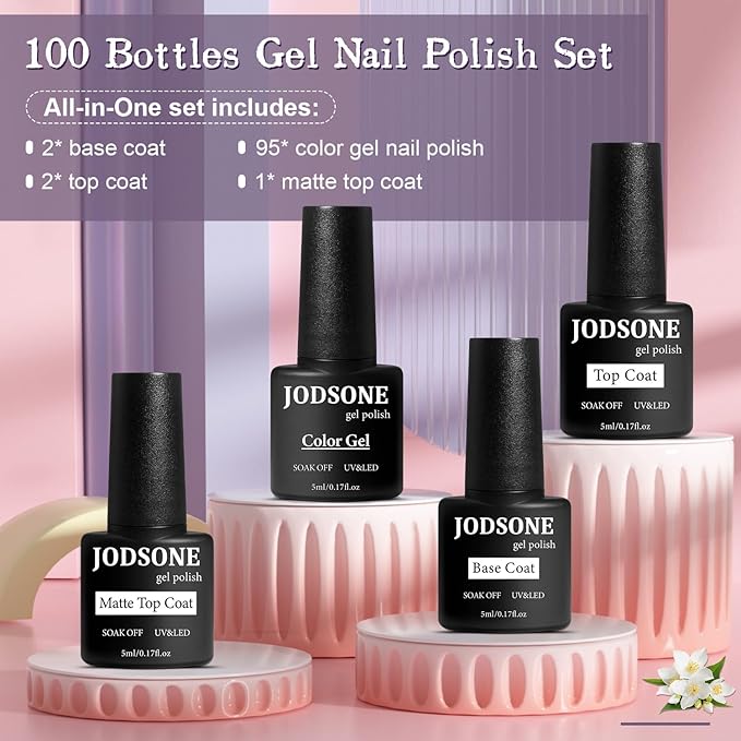 JODSONE Gel Nail Polish Starter Set 100 Pieces Multi-color Gel Nail Polish Nail Salon Home Use In Shine