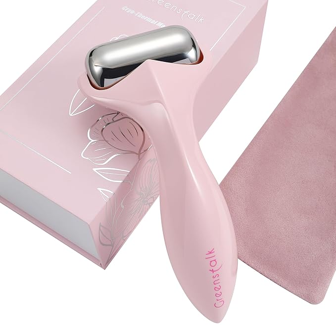 Greenstalk Ice Roller for Face & Eyes – Medical-Grade Stainless Steel Cooling Face Roller for Puffiness Relief, Dark Circles, Skincare Routine – Dual Cold & Warm Therapy, Ergonomic Design（1 unit）