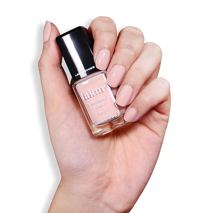 LONDONTOWN lakur Nail Polish - Chip-Resistant, Non-Toxic, Conditions & Hydrates Nails | Glossy Pink Beige, Uncovered, .40 fl oz