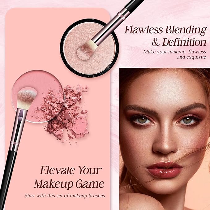 Makeup Brush Set, Premium Synthetic 10 PCS Makeup Brushes, Travel Makeup Brush Set with Soft Hairs, Makeup Brushes Set Professional for Blush, Eyeliner, Eyeshadow, Concealer, and Foundation (Black)