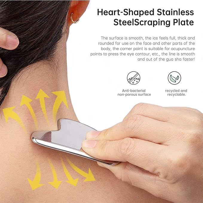 Stainless Steel Gua Sha - Metal Gua Sha, Gua Sha Facial Tools Stainless Steel, Face Body Treatment, Reduce Puffiness, Lymphatic Drainage, Facial Tension