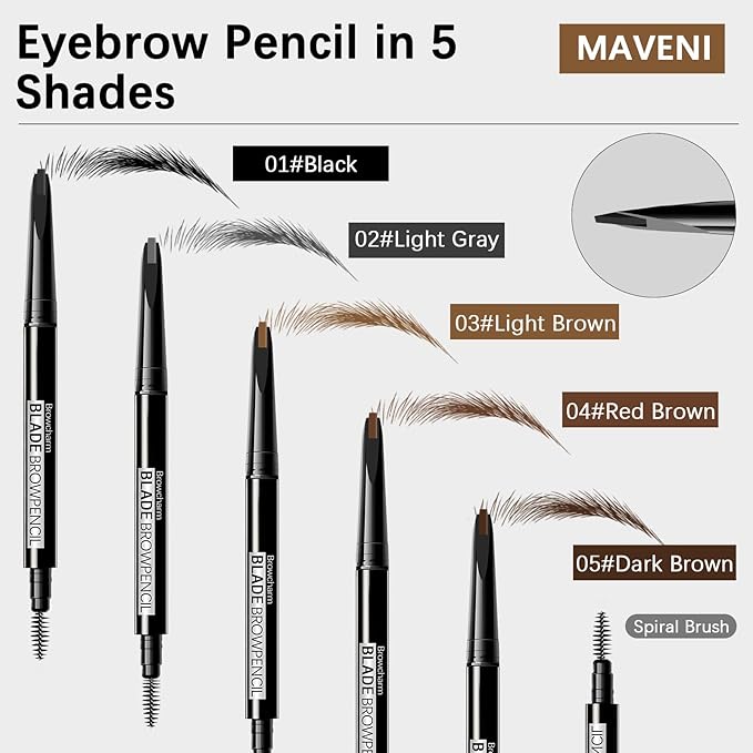 Browcharm Microblading Eyebrow Pencil for Women,0.1mm Ultra-Fine Mechanical Pencil,Makeup Brow Definer Waterproof,Draws Tiny Brow Hairs and Fills in Sparse Areas and Gaps (03 Light Brown)