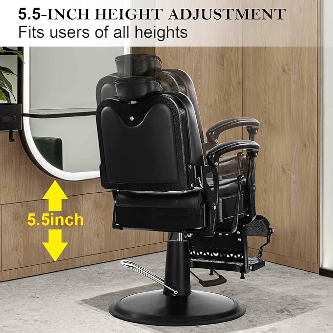 Vintage Barber Chair Heavy Duty Barber Chairs for Hair Stylist Hydraulic Reclining Salon Chair Beauty Spa Equipment Retro Style Barber Chair