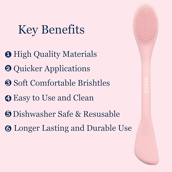 REVEX Silicone Face Mask Applicator,Face Scrubber,Lymphatic Drainage Massager,Pore Cleaning Brush,2Pcs Mask Applicator Tool for Facial Mud,Contour Face Brush for Lymphatic Drainage.(Pink+Gray)