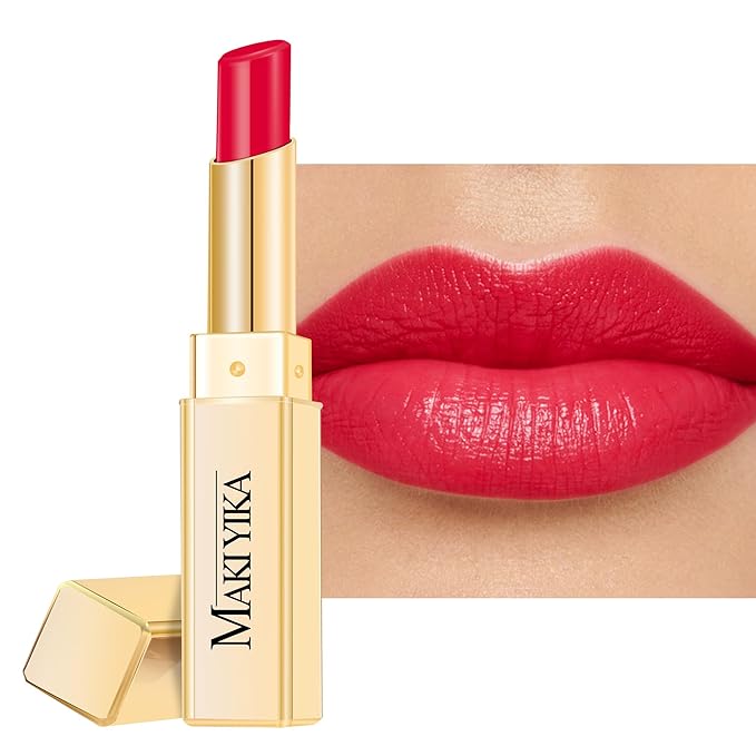 MAKI YIKA Moisture Red Lipstick for Women Hydrate Tinted Lip Balm for Dry Cracked Lips Weightless Glossy Lip Color Juicy Finish, MA066 Raspberry