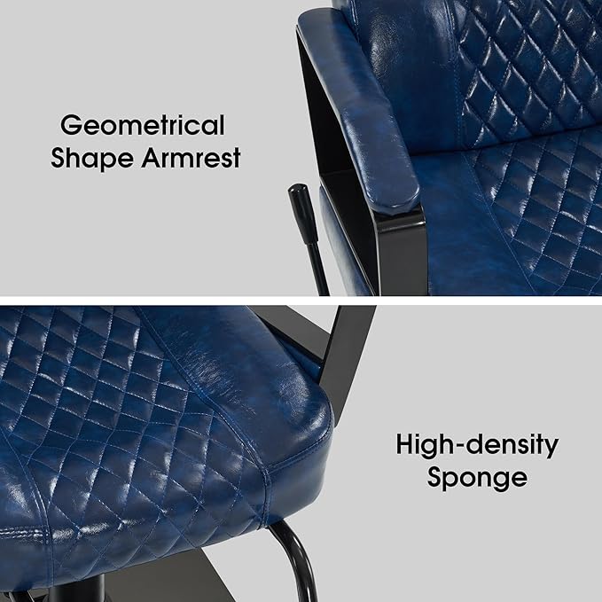 BarberPub Classic Barber Chair, 440Lbs Hydraulic Pump Manual Recliner Salon Chair for Hair Stylist, Home&Beauty Salon, Barbershop, Salon&Spa Equipment 3068 (Blue)