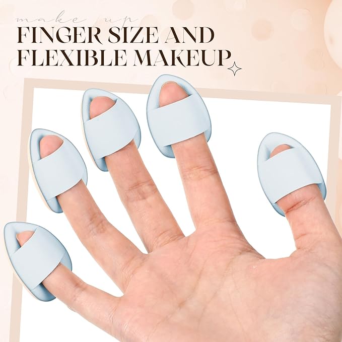 Gerrii 72 Pcs Finger Powder Puff Mini Makeup Sponge Soft Beauty Makeup Blender Puff for Foundation, Face Powder, Under Eye Setting, Concealer, Repair Cream, Cosmetic Tool(Blue)