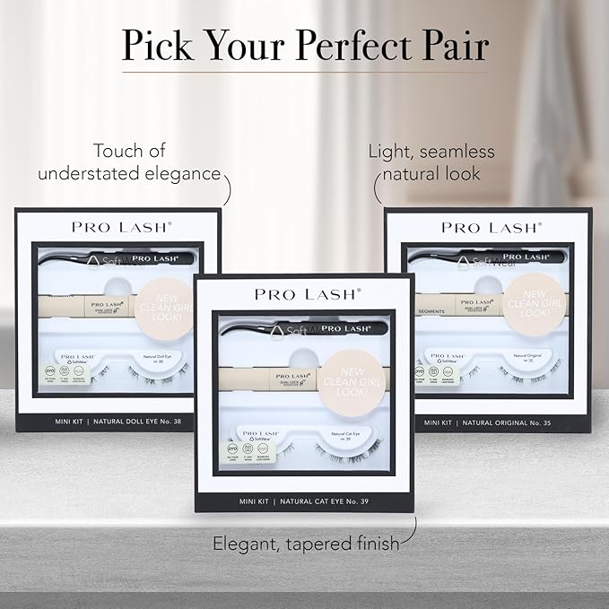 Pro Lash SoftWear Clean Girl Mini Lash Clusters Kit - Natural-Looking, Lightweight Lashes - 7-Day Cluster Eyelash Extensions - Waterproof Lashes Clusters - Single Set - Cat Eye No. 39