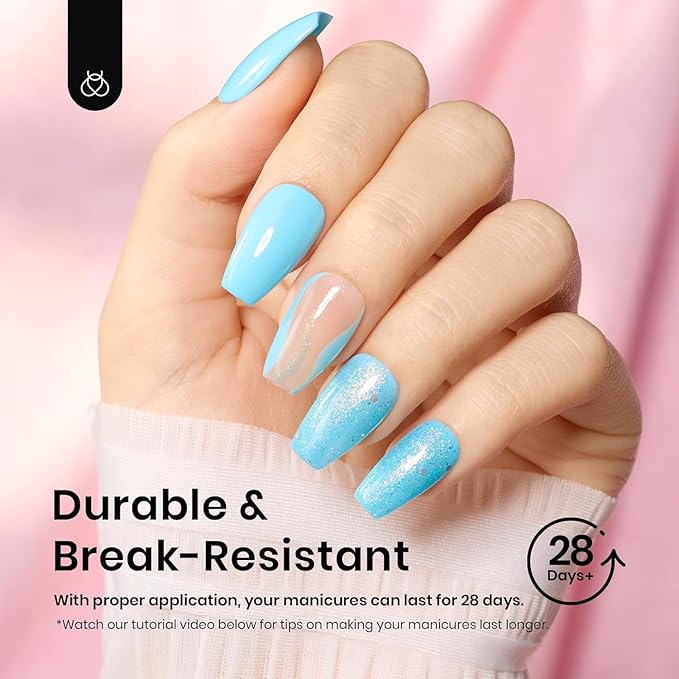 Beetles Gel Nail Tips Short Coffin Pre-Etched Nail Tips, 12 Sizes 288 Pcs Full Cover Soft Tips Half Matte False Nails Clear Acrylic Press on Nails Extension DIY Manicure Gifts for Women