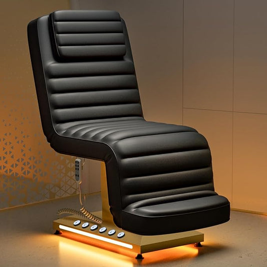 Paddie Professional Fully Electric Spa Chair, 3 Motor Esthetician Spa Bed with LED Light, Motorized Height & Angle Adjustable for Facial & Medical, 550lbs Capacity, Black